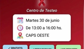 SALUD: JORNADA GRATUITA DE TESTEO DE VIH